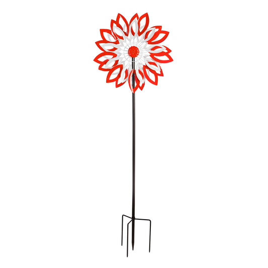 75"H Wind Spinner, Red and White Patriotic Leaves