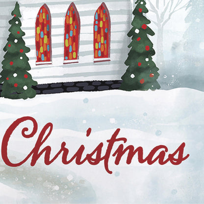 Winter Church Applique Garden Flag