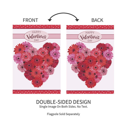 Floral Valentine's Heart Applique Garden Flag
