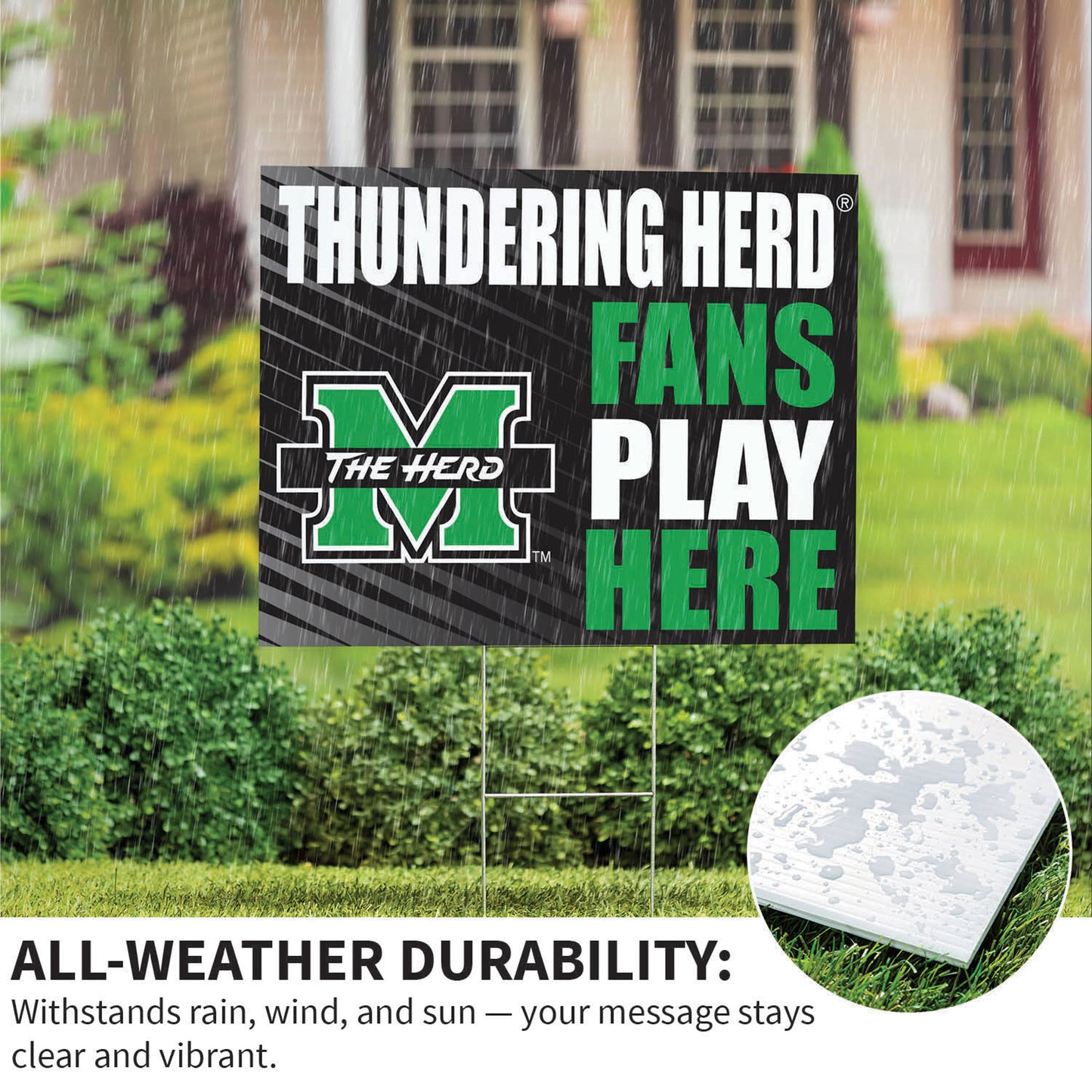Marshall University Coroplast Yard Sign "Fans Play Here"
