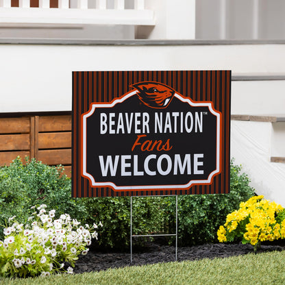 Oregon State University Coroplast Yard Sign, "Fans Welcome"