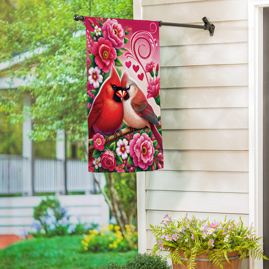 Cardinal Lovers Suede House Flag