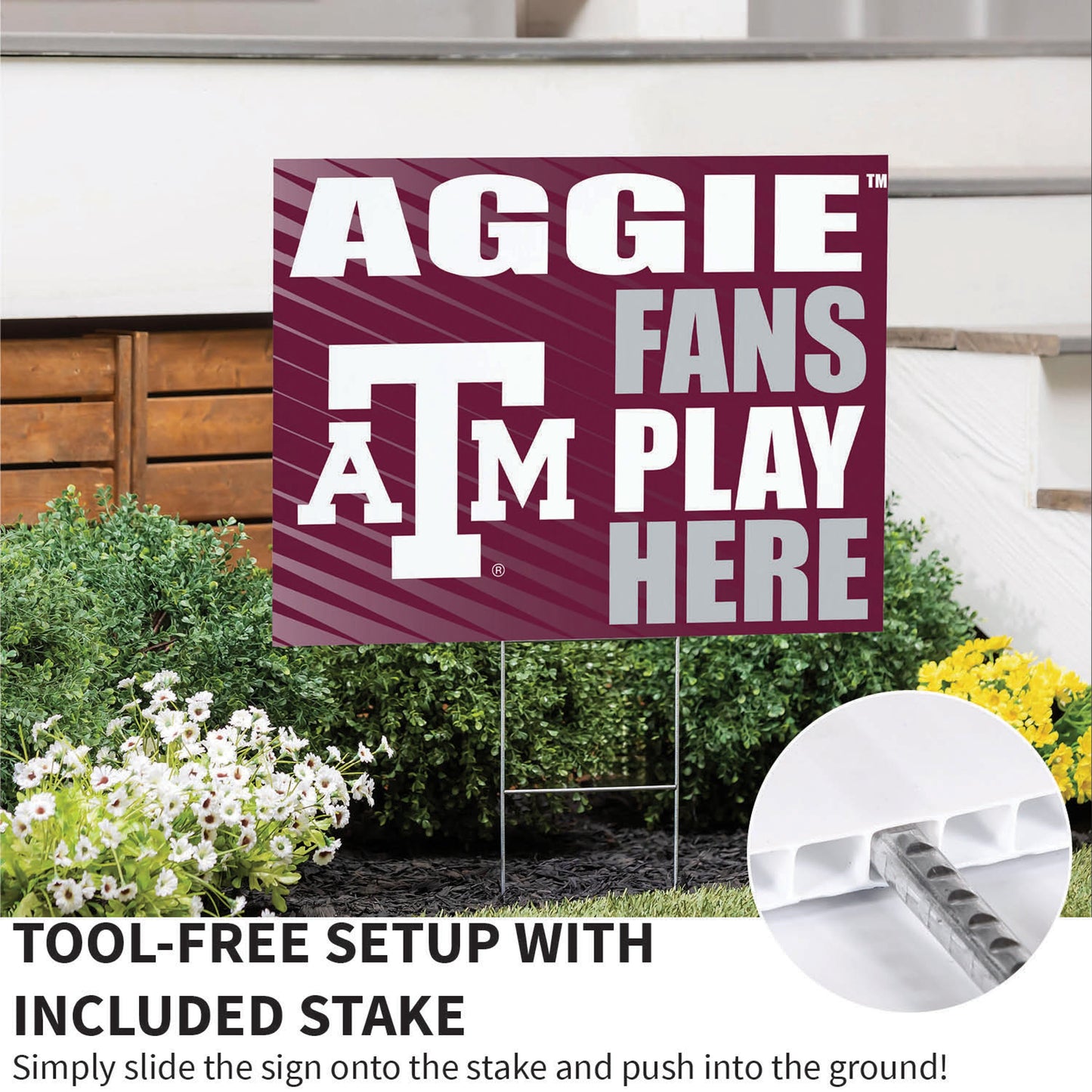 Texas A&M Coroplast Yard Sign "Fans Play Here"