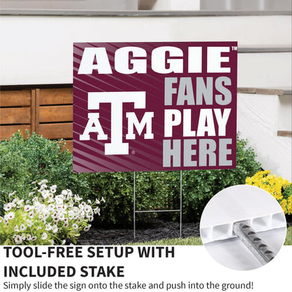 Texas A&M Coroplast Yard Sign "Fans Play Here"