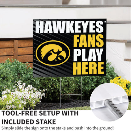 University of Iowa Coroplast Yard Sign "Fans Play Here"