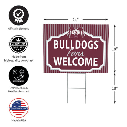 Mississippi State University Coroplast Yard Sign, "Fans Welcome"