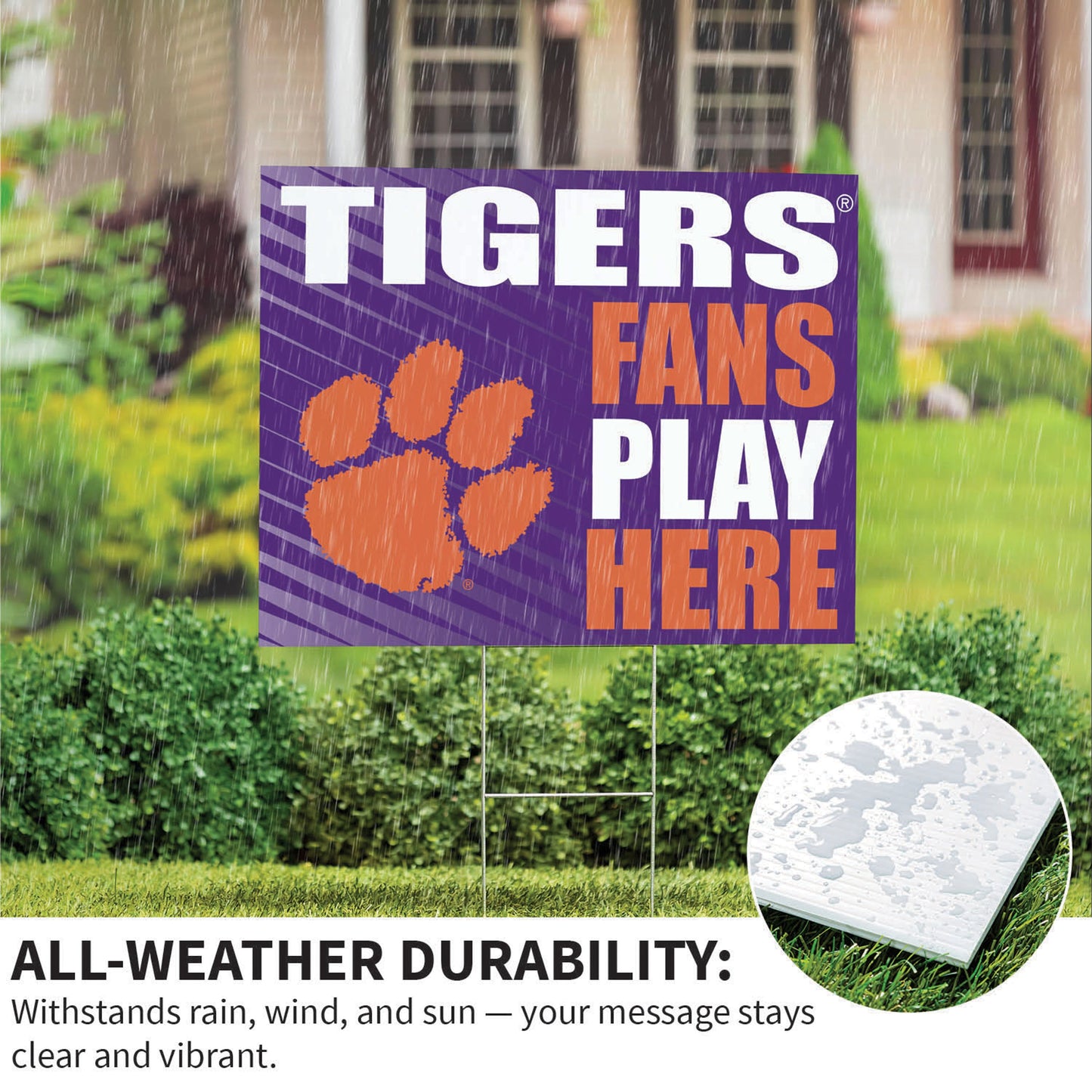 Clemson University Coroplast Yard Sign "Fans Play Here"