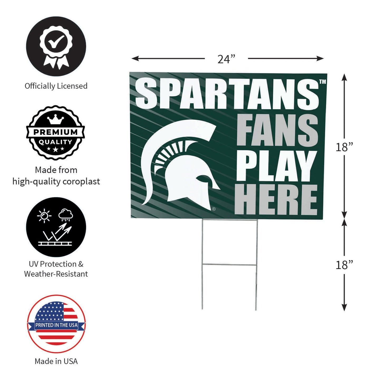 Michigan State University Coroplast Yard Sign "Fans Play Here"