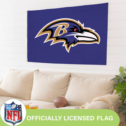 Baltimore Ravens Single Sided Flag w/ 2 Grommets, 3'x5'