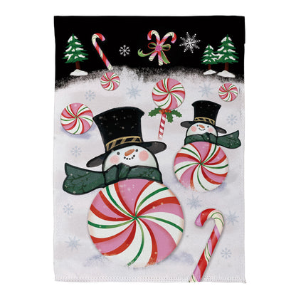 Peppermint Snowmen Suede House Flag