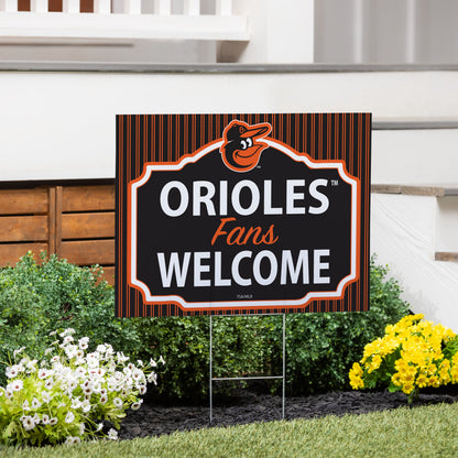 Baltimore Orioles Coroplast Yard Sign, "Fans Welcome"