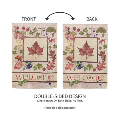 Welcome Fall Leaf Suede Garden Flags