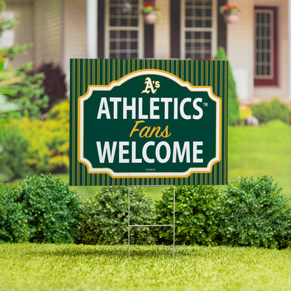Oakland A's Coroplast Yard Sign, "Fans Welcome"