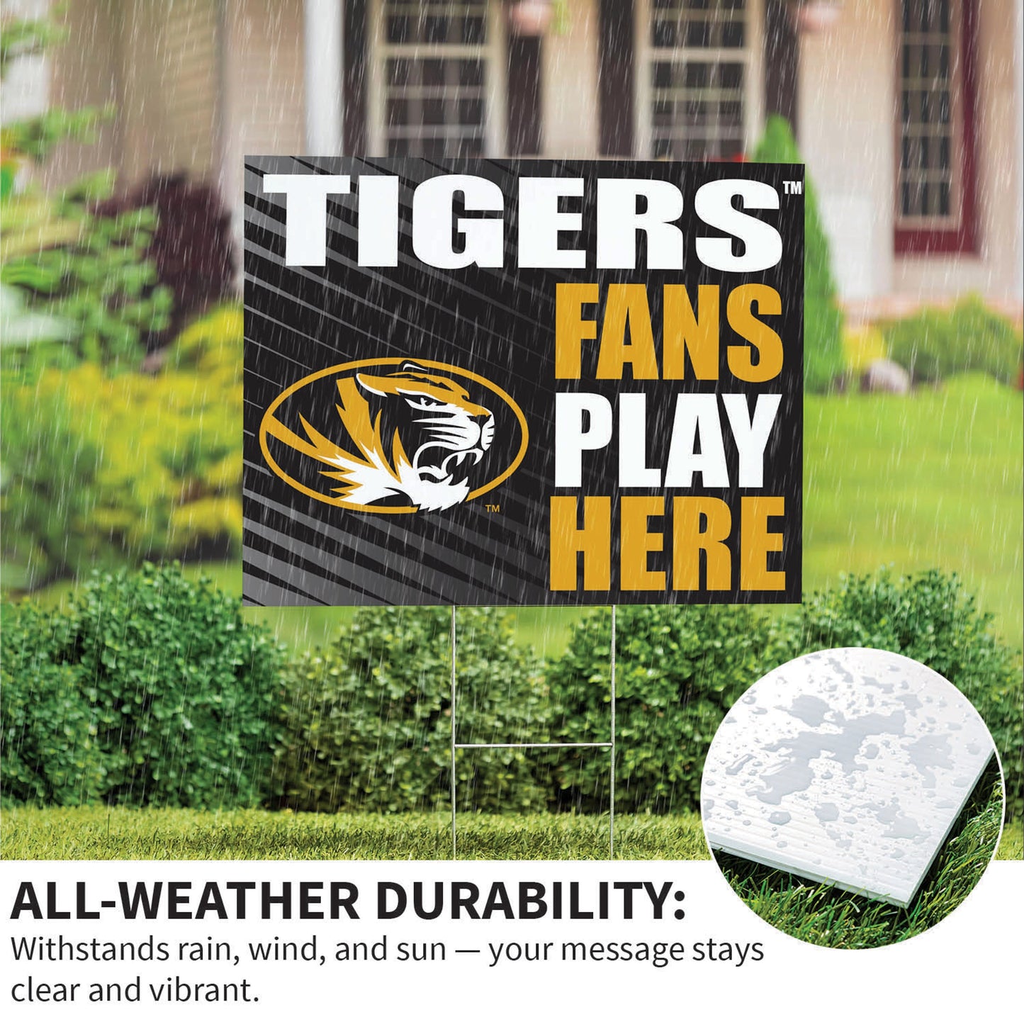 University of Missouri Coroplast Yard Sign "Fans Play Here"