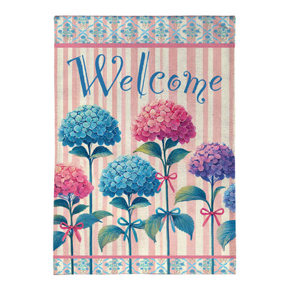 Vintage Hydrangea Burlap Garden Flag