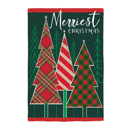 Merriest Christmas Tree Applique House Flag