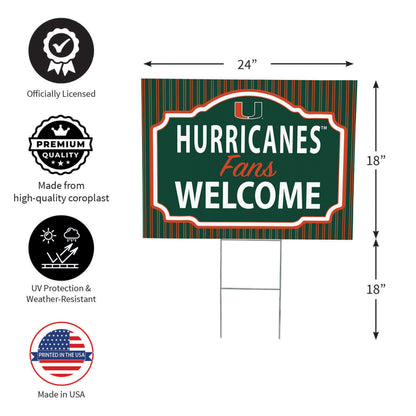 University of Miami Coroplast Yard Sign, "Fans Welcome"