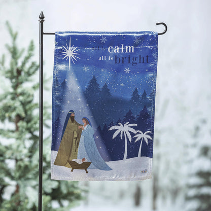All is Calm Nativity Lustre Garden Flag