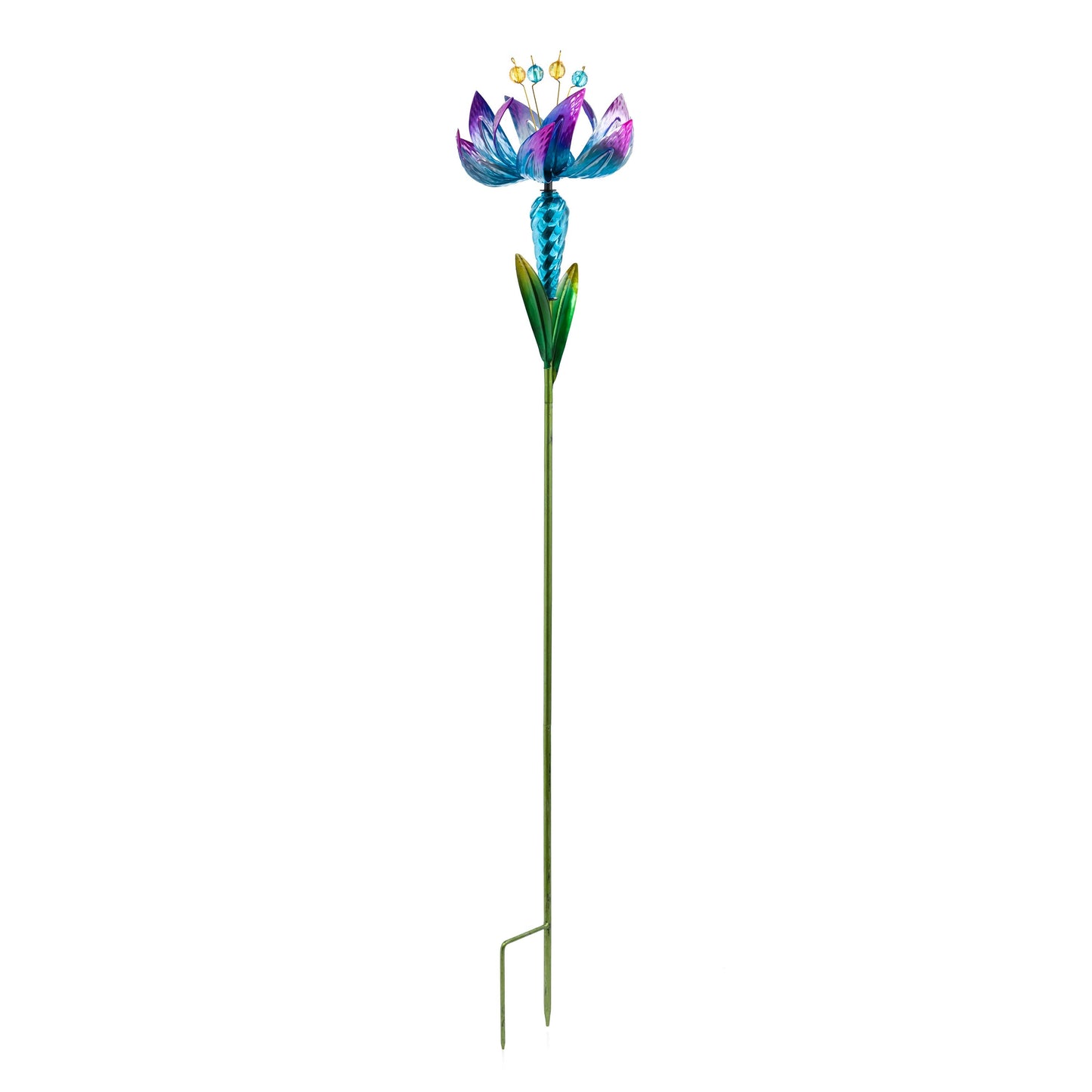 Flower Wind Spinner Garden Stake, Blue