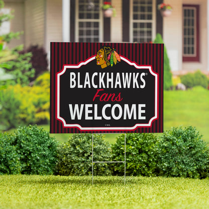 Chicago Blackhawks Coroplast Yard Sign, "Fans Welcome"
