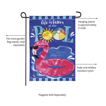 Life is Better at the Pool Applique Garden Flag