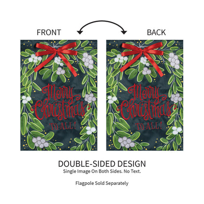 Merry Christmas Mistletoe Applique Garden Flag