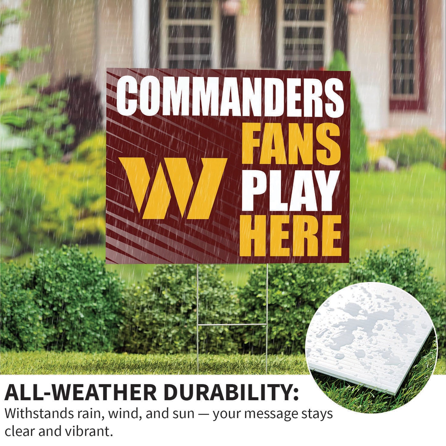 Washington Commanders Coroplast Yard Sign "Fans Play Here"