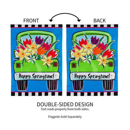 Springtime Truck Garden Applique Flag