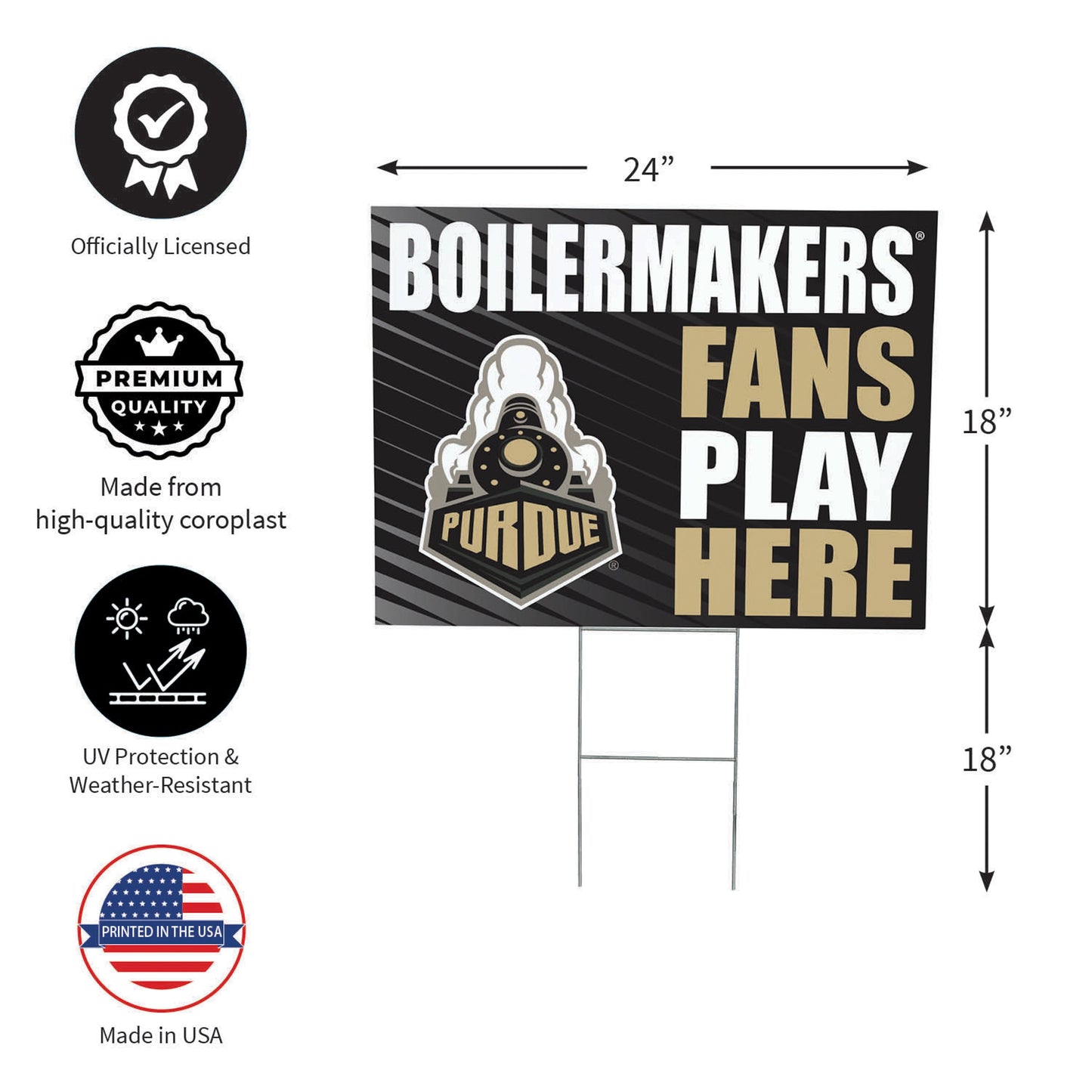 Purdue University Coroplast Yard Sign "Fans Play Here"