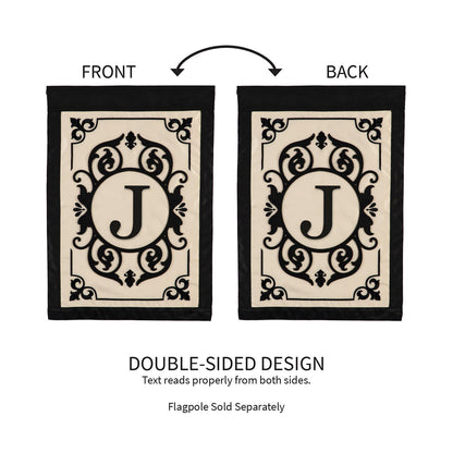Cambridge Monogram Garden Applique Flag, Letter J