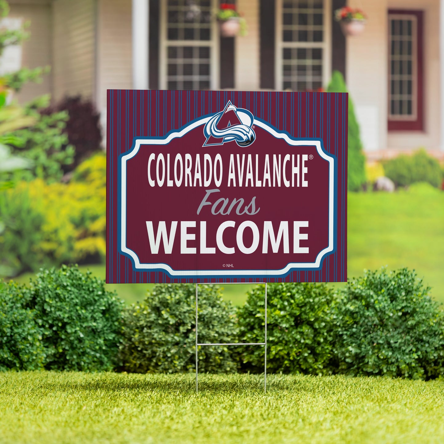 Colorado Avalanche Coroplast Yard Sign, "Fans Welcome"