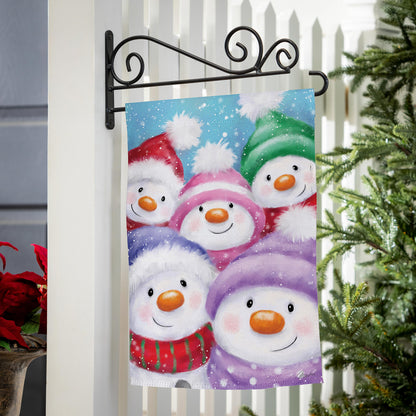 Snowman Family Suede Garden Flag
