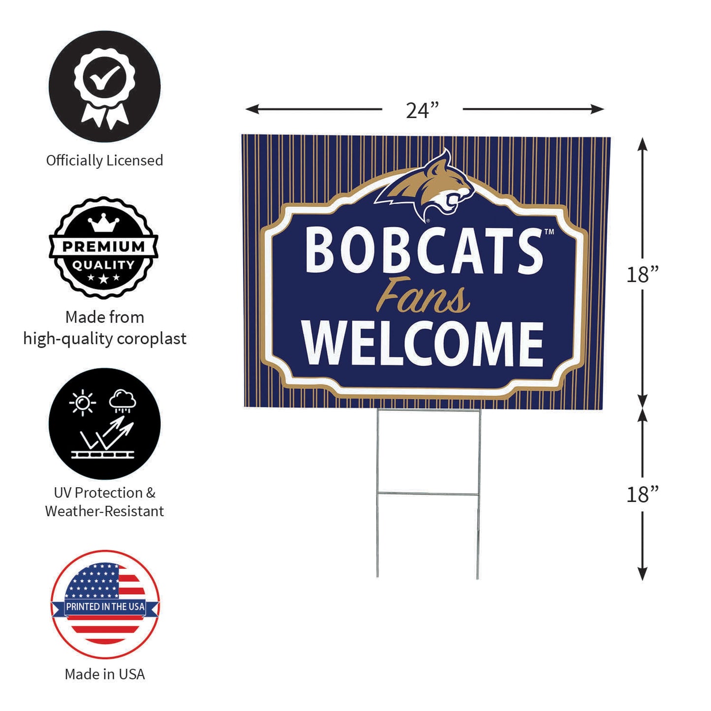 Montana State University Coroplast Yard Sign, "Fans Welcome"