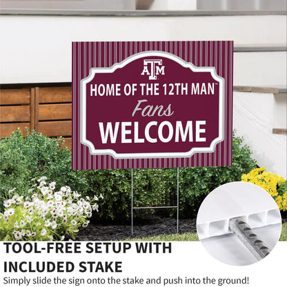 Texas A&M Coroplast Yard Sign, "Fans Welcome"