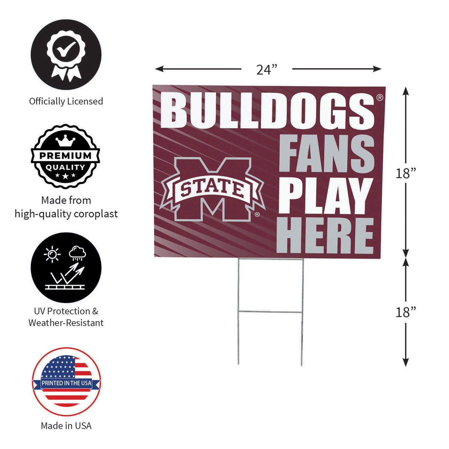 Mississippi State University Coroplast Yard Sign "Fans Play Here"