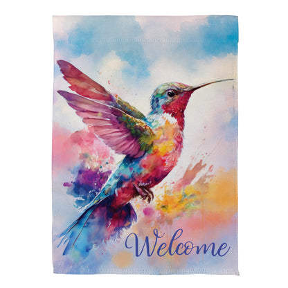 Watercolor Hummingbird Suede House Flag