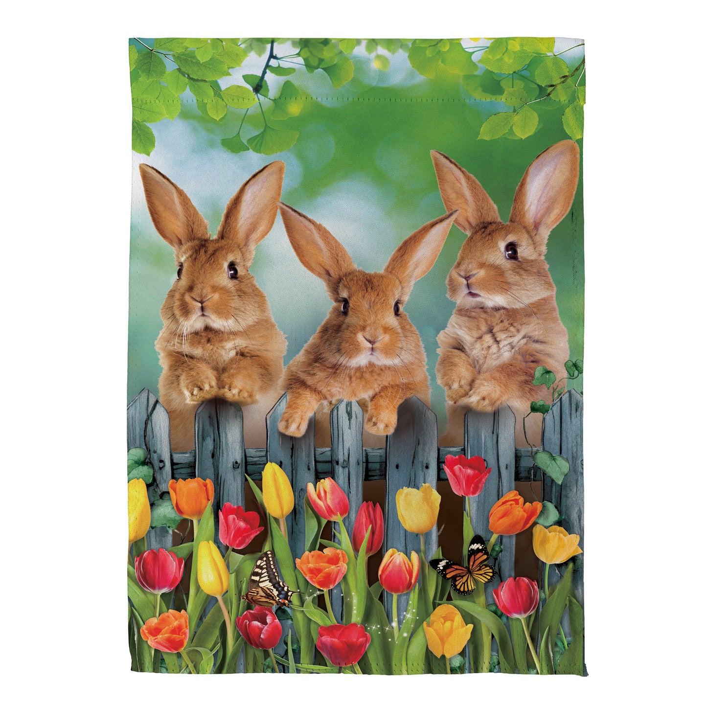 Whimsy Bunny Trio Suede House Flag