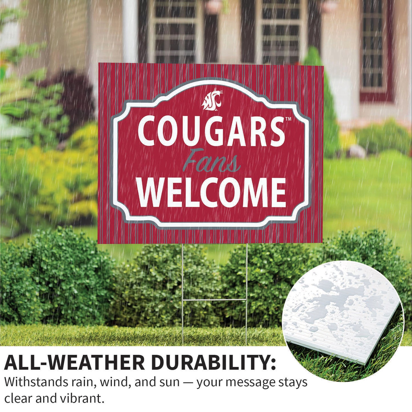 Washington State University Coroplast Yard Sign, "Fans Welcome"