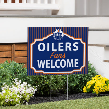 Edmonton Oilers Coroplast Yard Sign, "Fans Welcome"