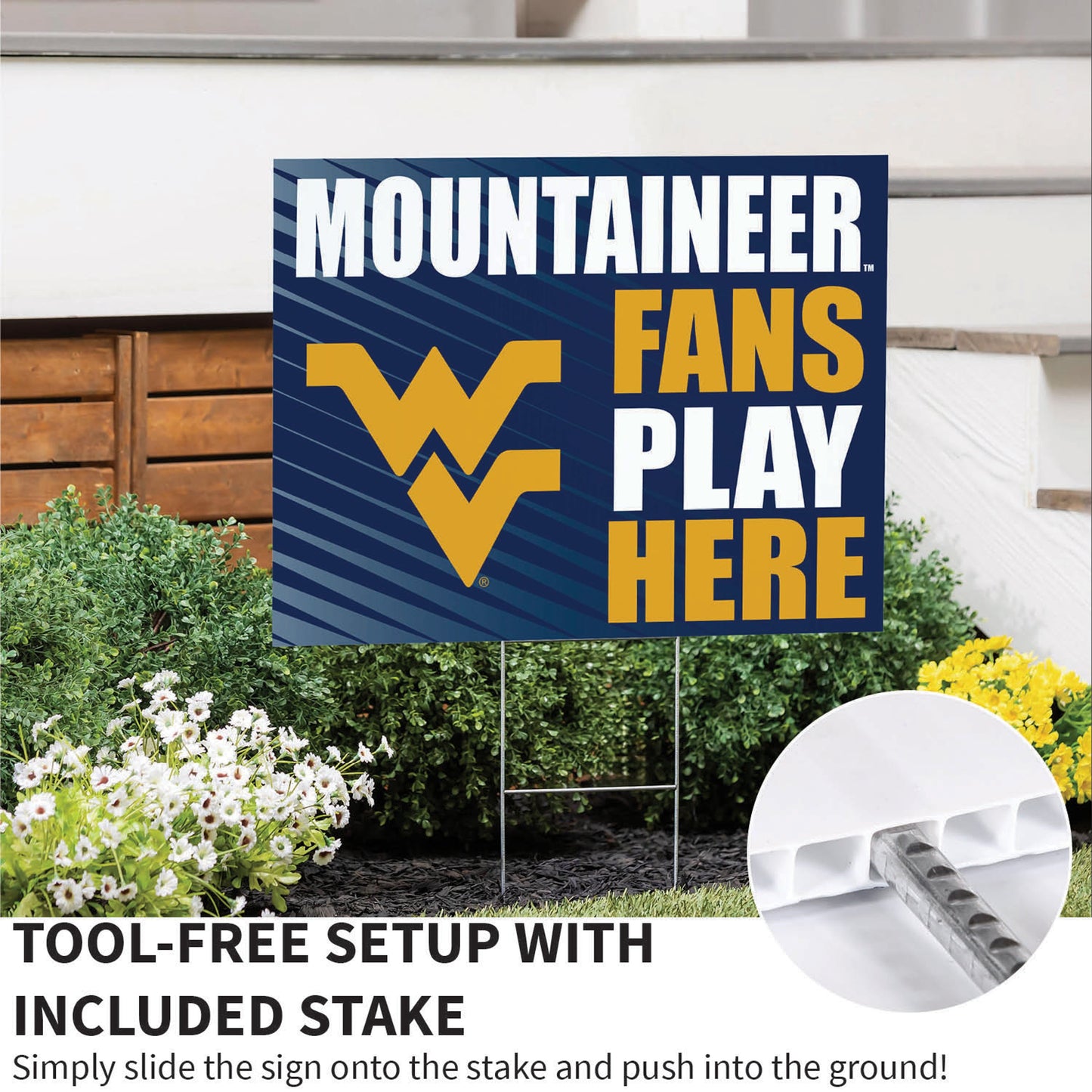 West Virginia University Coroplast Yard Sign "Fans Play Here"