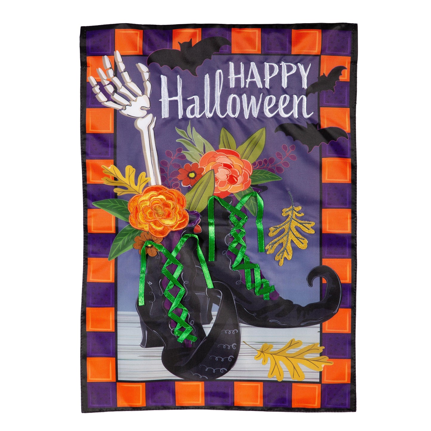 Happy Halloween Witches Boots Applique Garden Flag