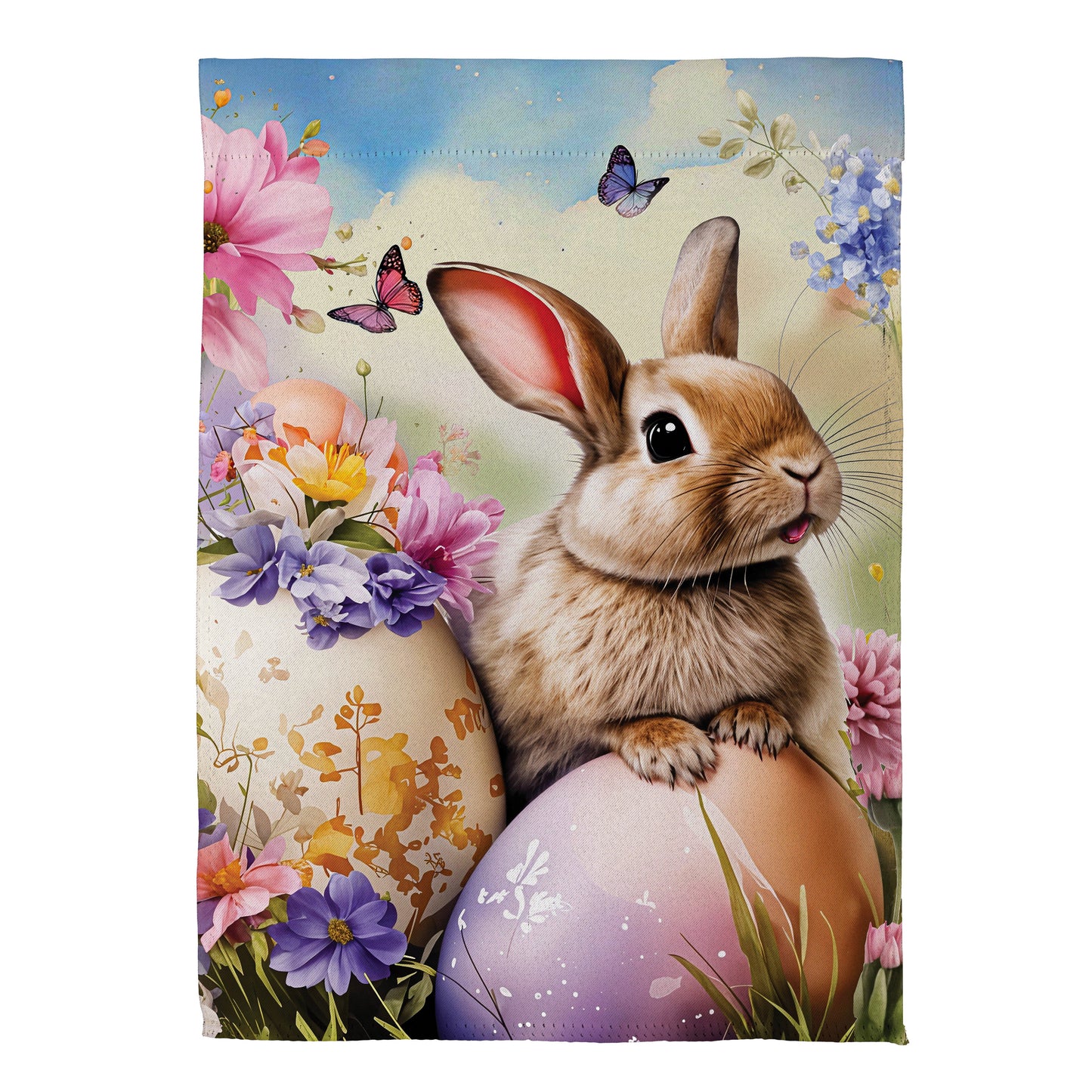 Bunny & Easter Egg Suede House Flag