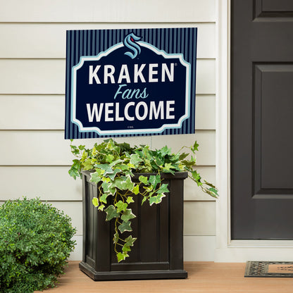Seattle Kraken Coroplast Yard Sign, "Fans Welcome"