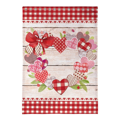 Country Heart Wreath Burlap House Flag