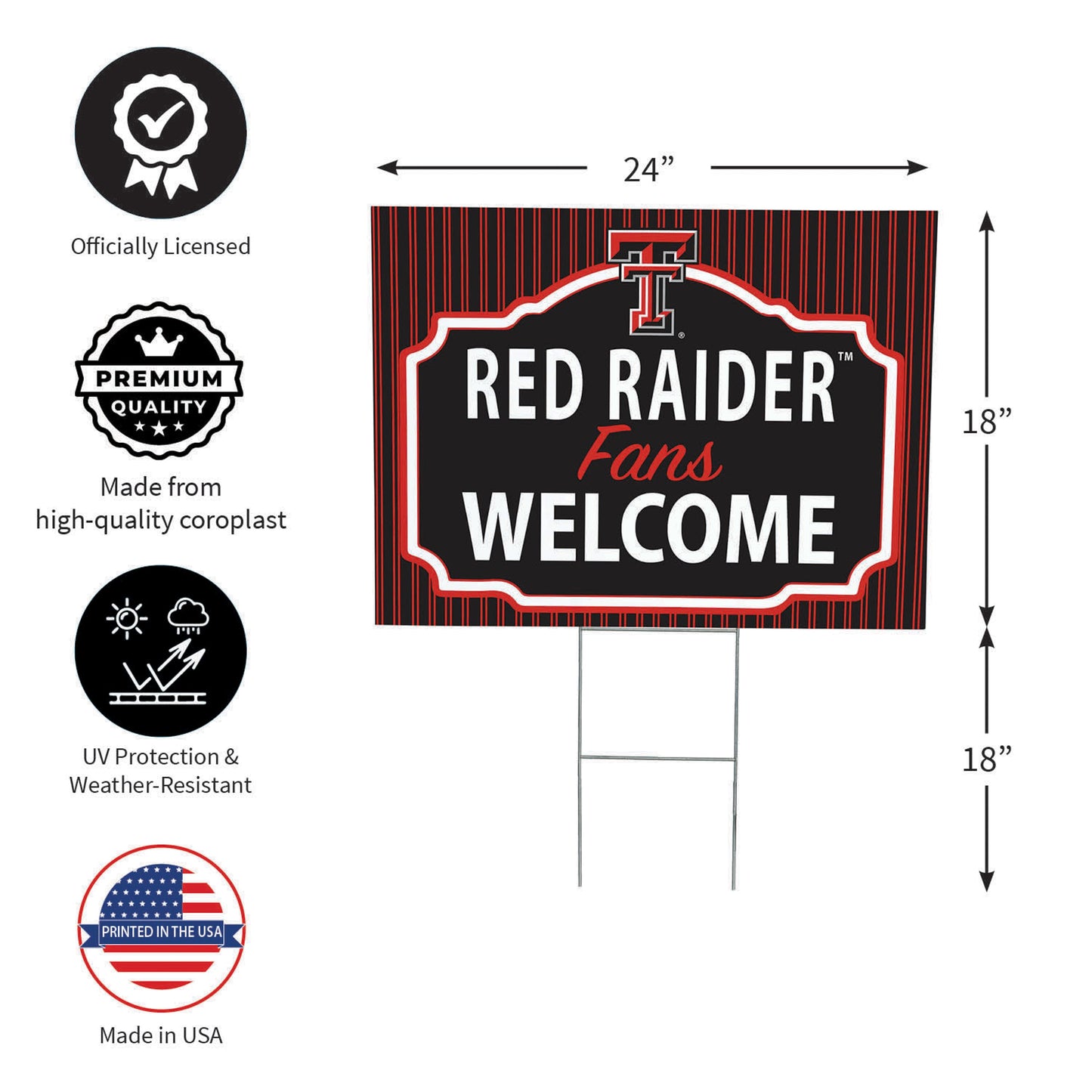 Texas Tech University Coroplast Yard Sign, "Fans Welcome"