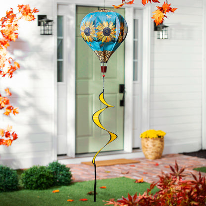 Welcome Friends Leopard Sunflower Burlap Balloon Spinner