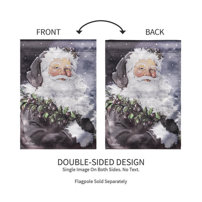 Santa in the Winter Lustre Garden Flag