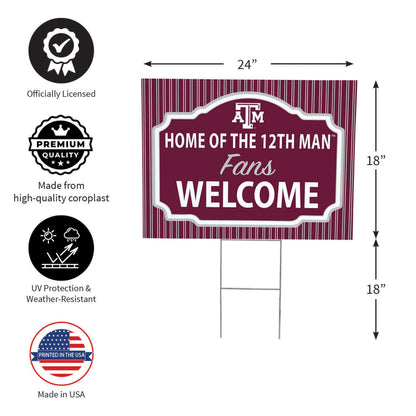 Texas A&M Coroplast Yard Sign, "Fans Welcome"
