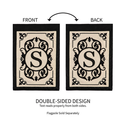 Cambridge Monogram Garden Applique Flag, Letter S