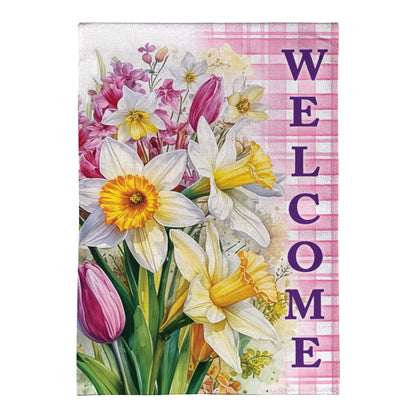Blooming Buttercups Burlap House Flag